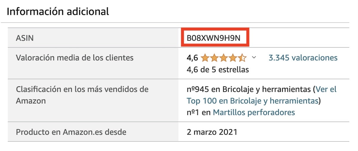 Código ASIN en Amazon España